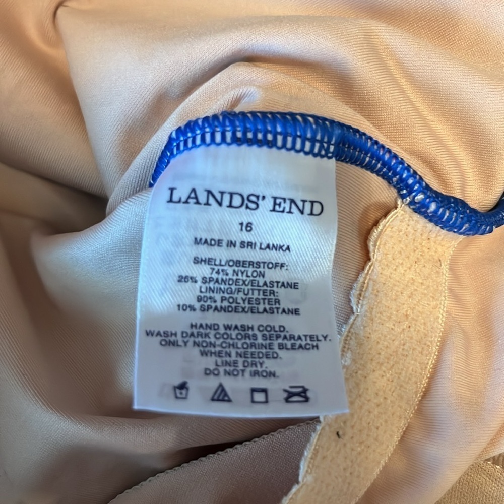 Lands’End one piece swimsuit, size 16 blue orange striped new without tags - Picture 6 of 8